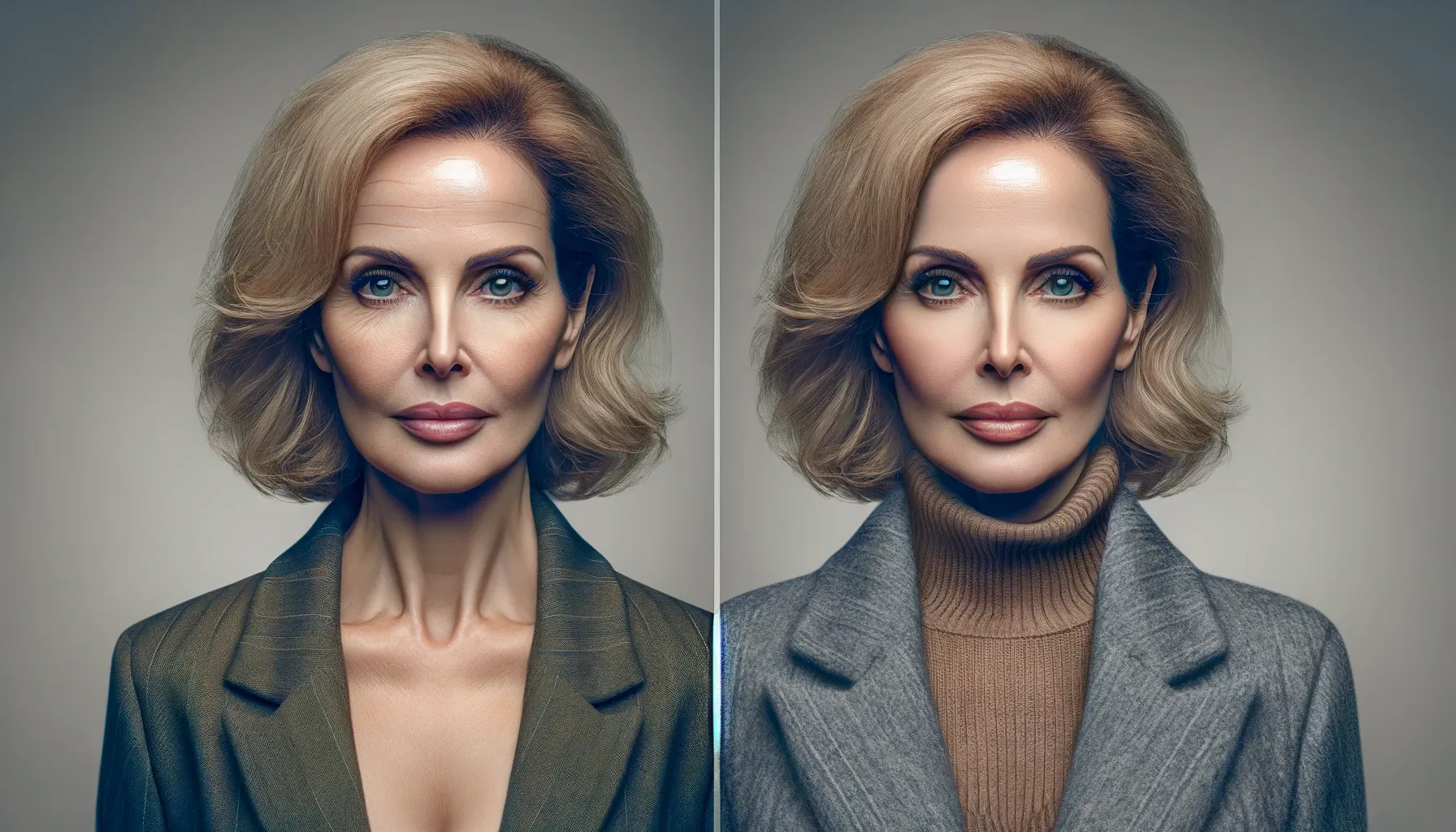 ai example of female patient before and after facelift surgery